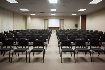 Training room with rows of chairs. Generative AI
