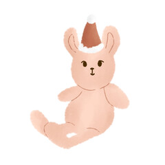 cute pink rabbit doll with red hat 