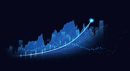 Finance chart,stock market business and exchange financial growth graph. Stock market investment trading graph growth.	
