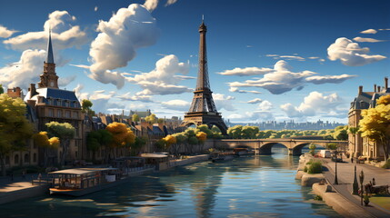 Fototapeta na wymiar The Eiffel Tower in Paris France