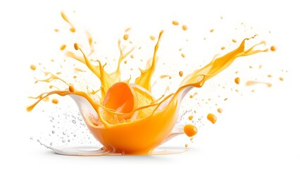 Splash liquid orange juice, pour or swirl it with realistic drops.