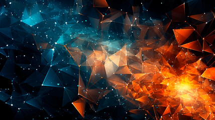 abstract polygonal space low poly dark background with connecting dots and line