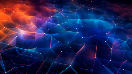 abstract polygonal space low poly dark background with connecting dots and line - obrazy, fototapety, plakaty