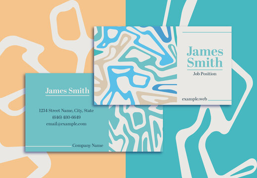 Blue and Beige Abstract Professional Business Card Design