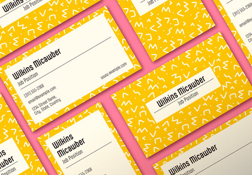 Yellow and Pink Business Card Modern Playful Pattern Design