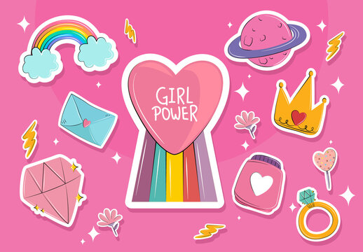 Pink Cute Feminine Empowerment Sticker Set