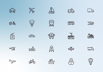 Transport Bold Line Icons Set