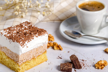 Homemade pie with custard and nuts