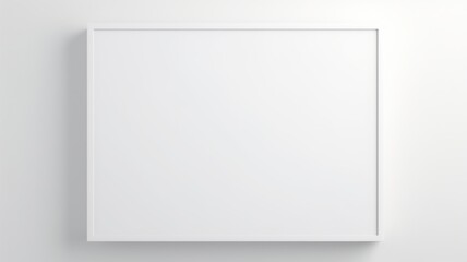 White Glossy Surface Creative Abstract Geometric Frame. Textured photorealistic mount. Abstract Bright Surface Geometrical Horizontal Background. Ai Generated Photo frame with copy space.