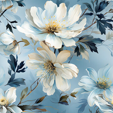 Shabby Floral Painted Backgrounds, tropical blossom floral seamless pattern, realistic color schemes 