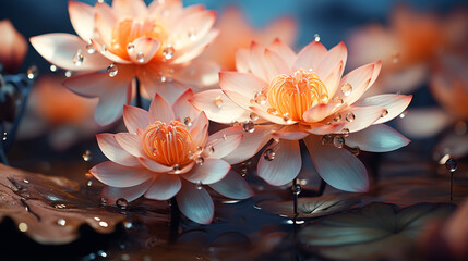 lotus flower fantasy detail, nature background cinematic color grading generative ai
