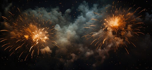A mesmerizing display of fireworks lighting up the night sky - obrazy, fototapety, plakaty