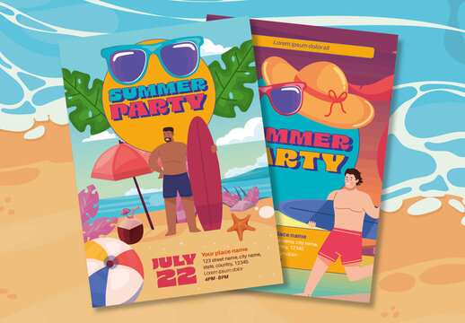 Colorful Summer Party Flyer Layout