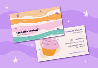 Soft Pastel Business Card - Powered by Adobe