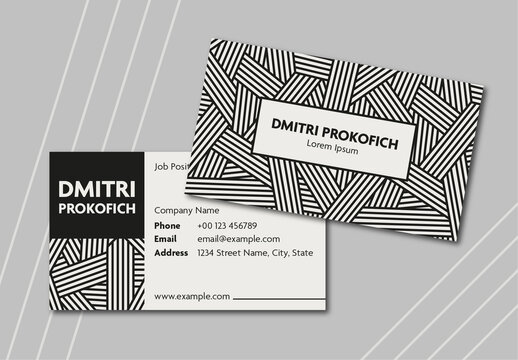 Black and White Business Card Modern Geometric Minimalist Design