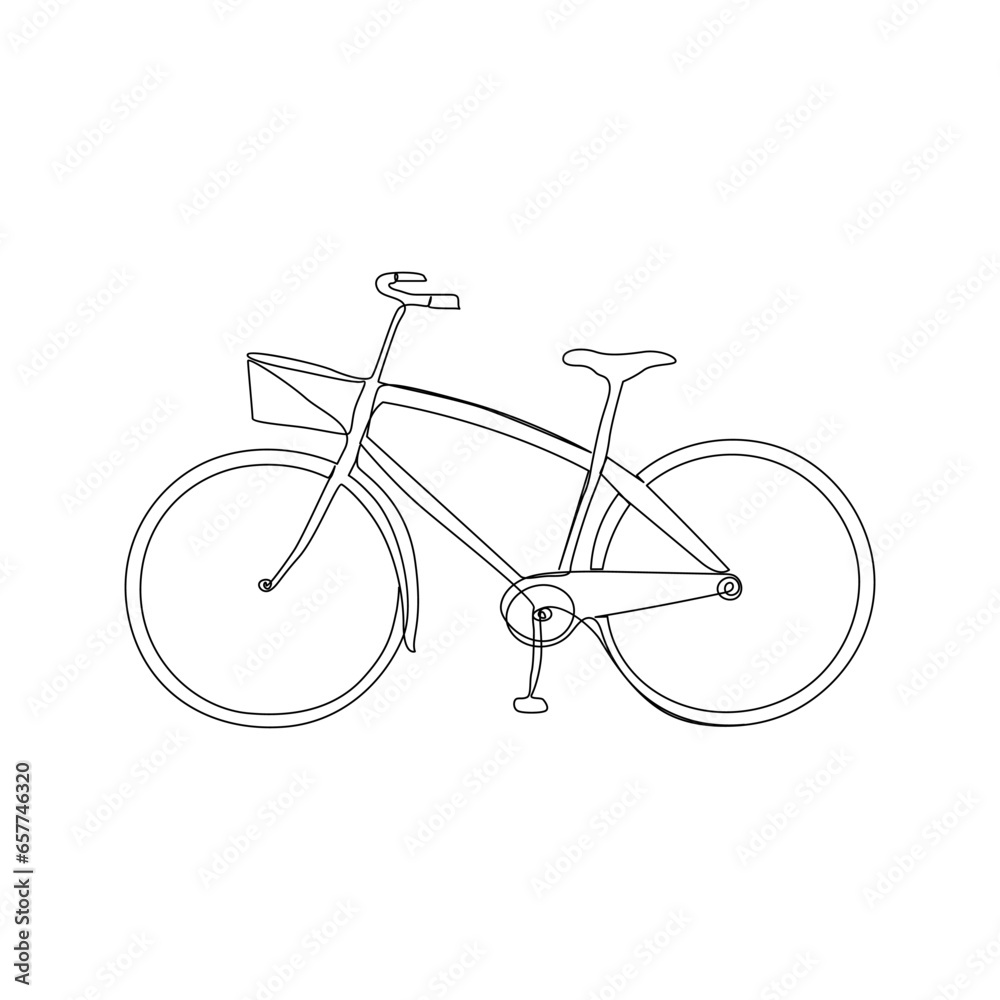 Wall mural one line continuous bicycle outline vector art drawing