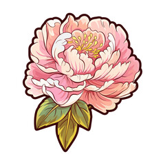 Sticker decal pink flowers peonies Illustrations
