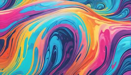 Obraz premium Abstract marbled acrylic paint ink painted waves painting texture colorful background banner