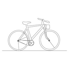 One line continuous bicycle outline vector art drawing