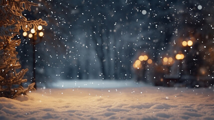 눈 내리는 겨울밤 풍경