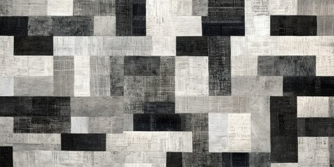 a fabric with black and white geometric designs Generative AI