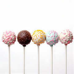 Cake pops with a white isolated background. Generative ai. 