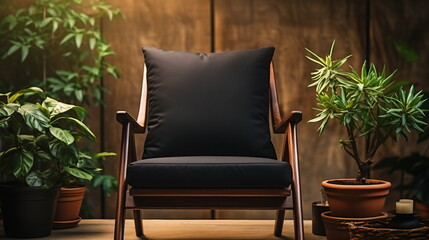 a black pillow on chair
