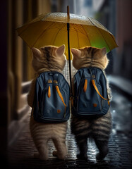 A pair of kittens in the rain