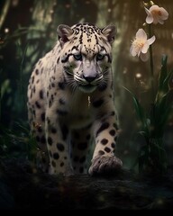 dark fantasy snow leopard