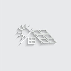 house with solar battery panel icon vector 