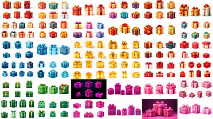 A set of gifts boxes, illustration design, on a solid background