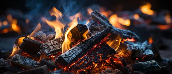 Outdoor kussens Charcoal is burning red and smoke © Molostock
