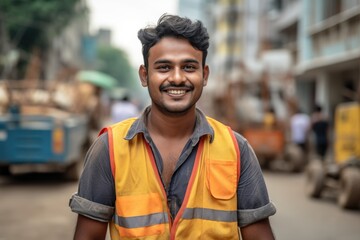 Portrait of a smiling young male construction worker