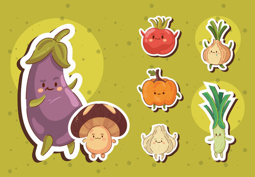 Cute Vegetables Sticker Sets