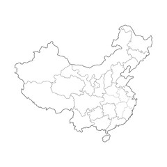 Line Map of China Vector Icon Illustration Chinese Map