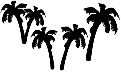 Obraz premium ヤシの木のイラスト シルエット セット