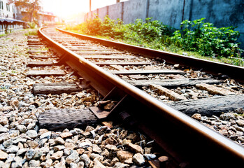 Naklejka premium Straight railway line for train