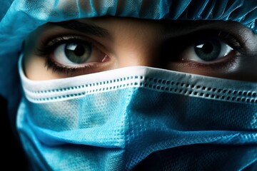 close up of a female healthcare nurse/doctor wearing full medical ket