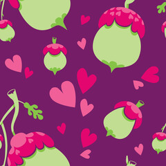 Pink and Green Acorn Seamless Pattern