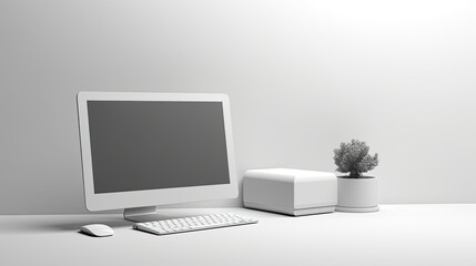 3d Illustration Modern Minimalist Computer Setup Isolated Background