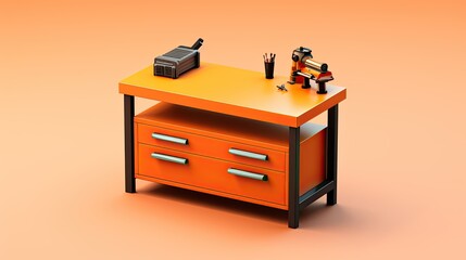3d Illustration Modern Minimalist Workbench Table Isolated Background