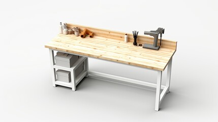 3d Illustration Modern Minimalist Workbench Table Isolated Background