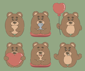 Set of animal in cartoon style with various action vector