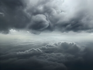 cloudy sky, grey sky with clouds, bad weather, rainy day, winter day during a storm, sky background with clouds, dark clouds, flying over the clouds, picture from plane