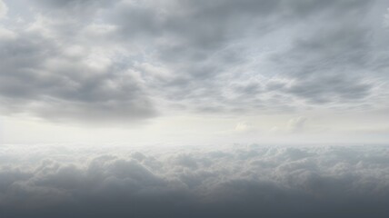 cloudy sky, grey sky with clouds, bad weather, rainy day, winter day during a storm, sky background with clouds, dark clouds, flying over the clouds, picture from plane - Powered by Adobe
