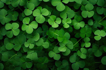 Green Clover Field Texture For Background Created Using Artificial Intelligence - obrazy, fototapety, plakaty