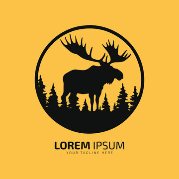 moose logo fur icon deer silhouette vector isolated design standing in circle