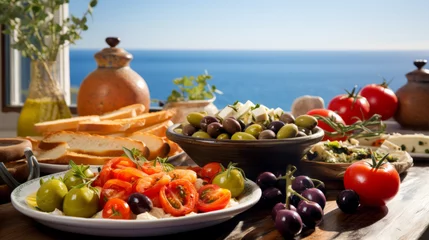 Fotobehang greek salad with olives and tomatoes © sam richter