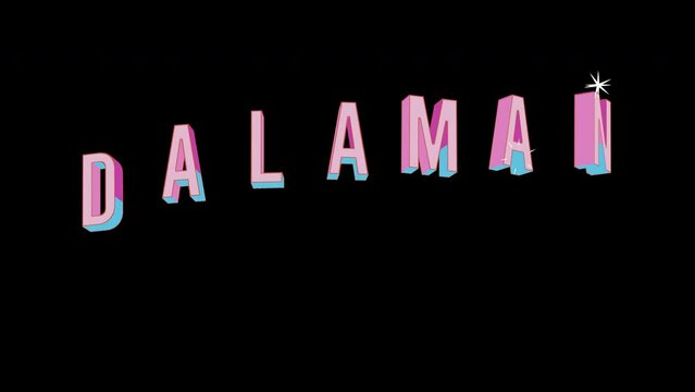 Bright letters jump merrily in the inscription DALAMAN city. Retro. Alpha channel black. Looped from frame 120 to 240, Alpha BW at the end