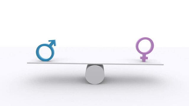 Teeter Scale Gender Equality Balance in a 3D animation